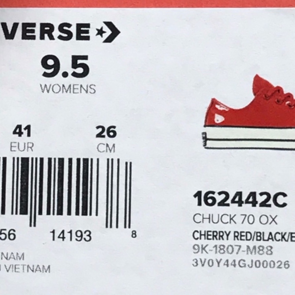Converse Chuck‎ 70 Ox Cherry Red Black Egret Shoes - Picture 7 of 7